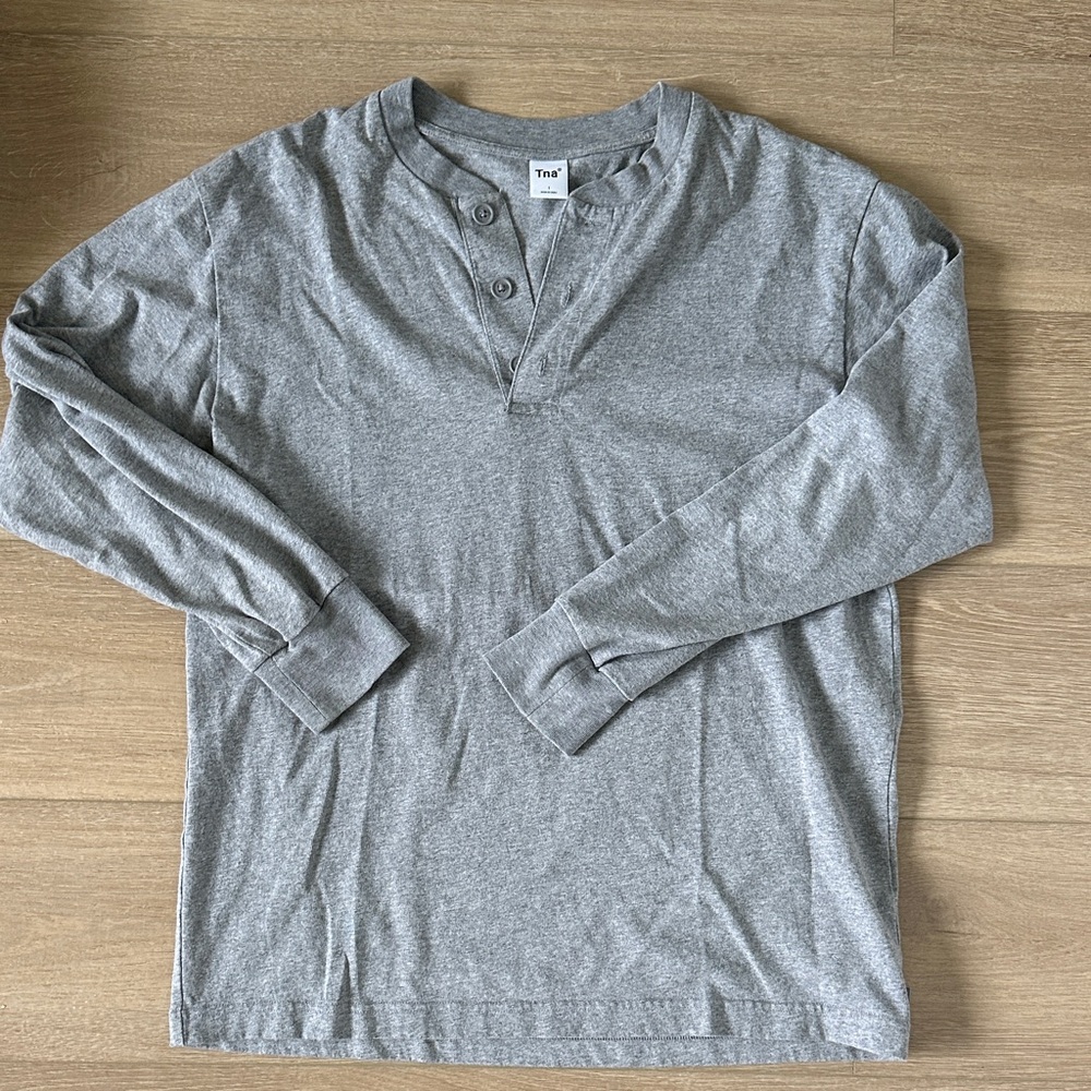 TNA Heather Gray Long Sleeve Henley
